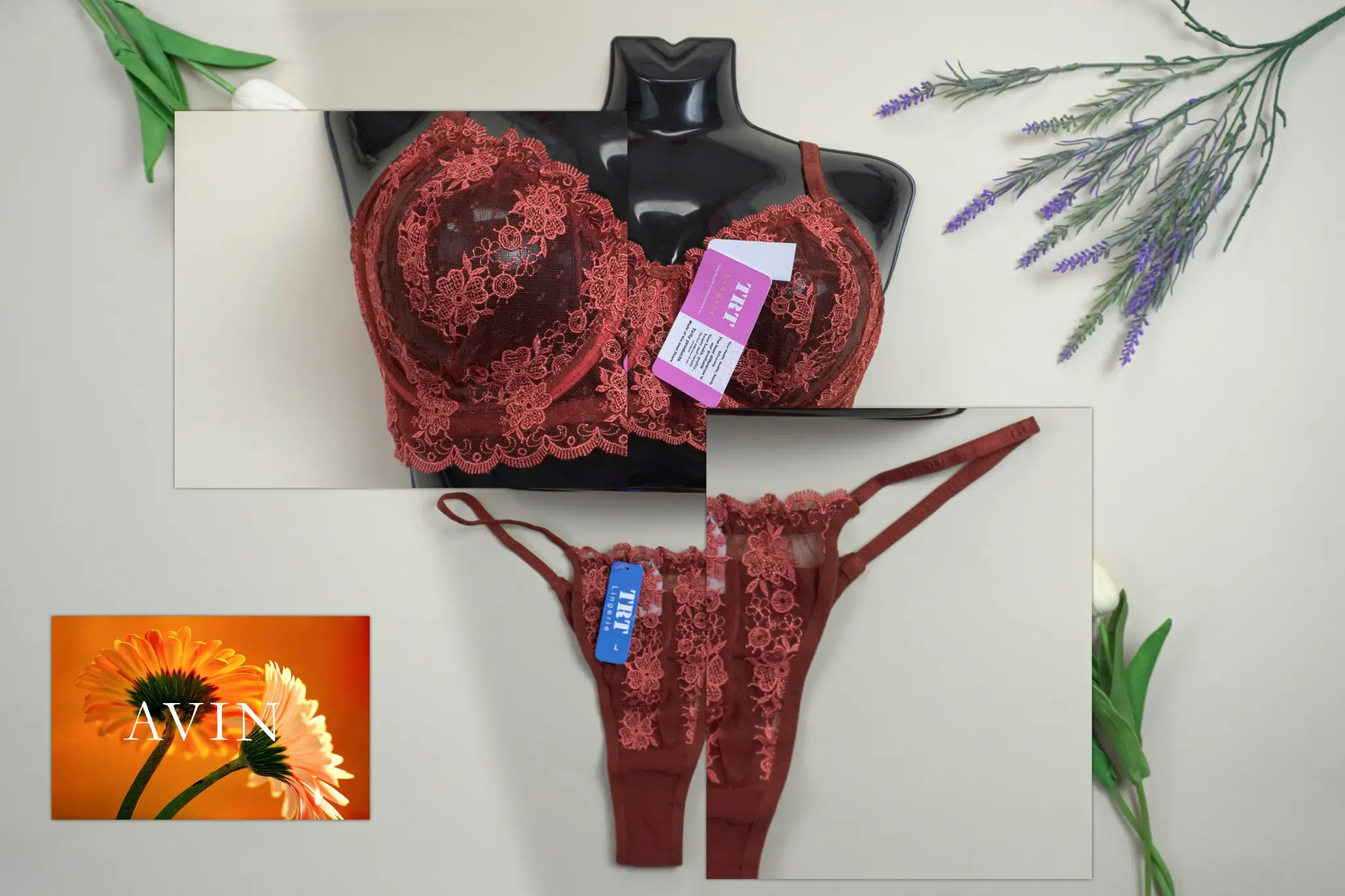 ست سوتین شکوفه اتشی